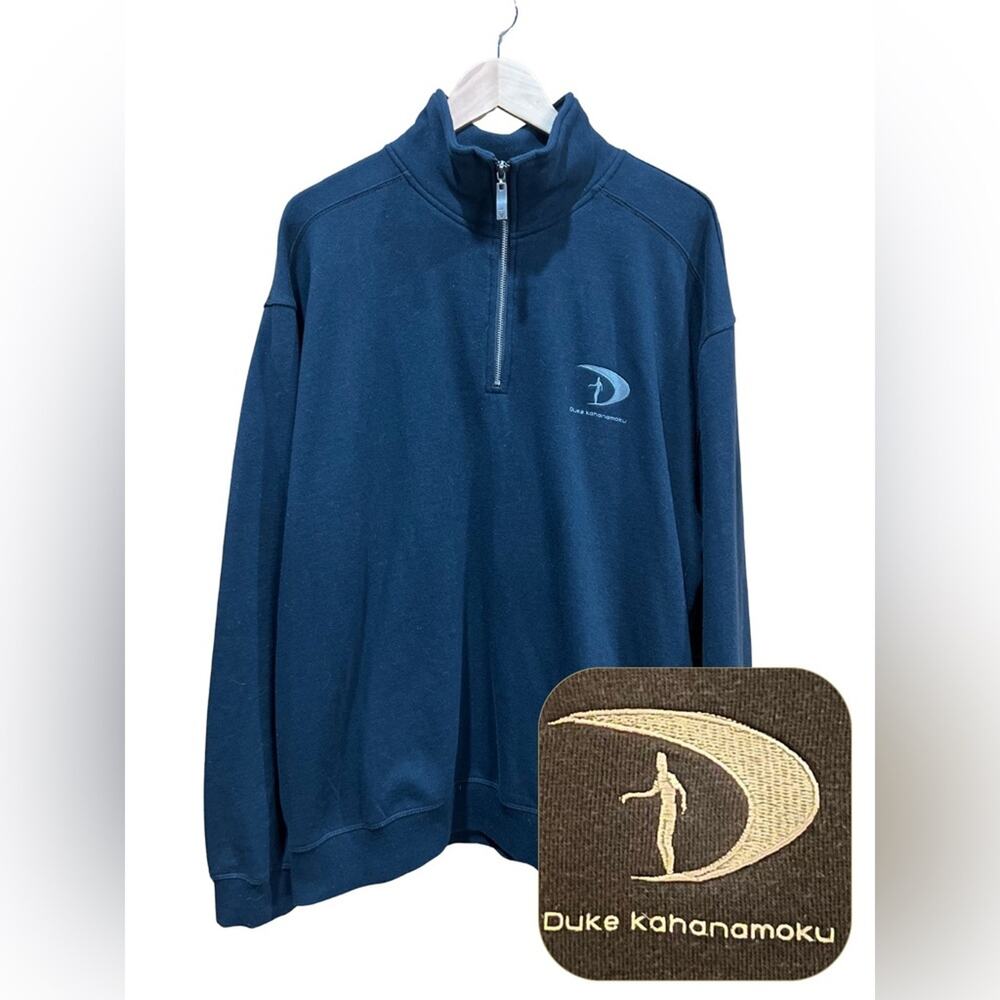 Duke Kahanamoku by Island Heritage Black 1/4 Zip Sweatshirt XL Aloha Pullover